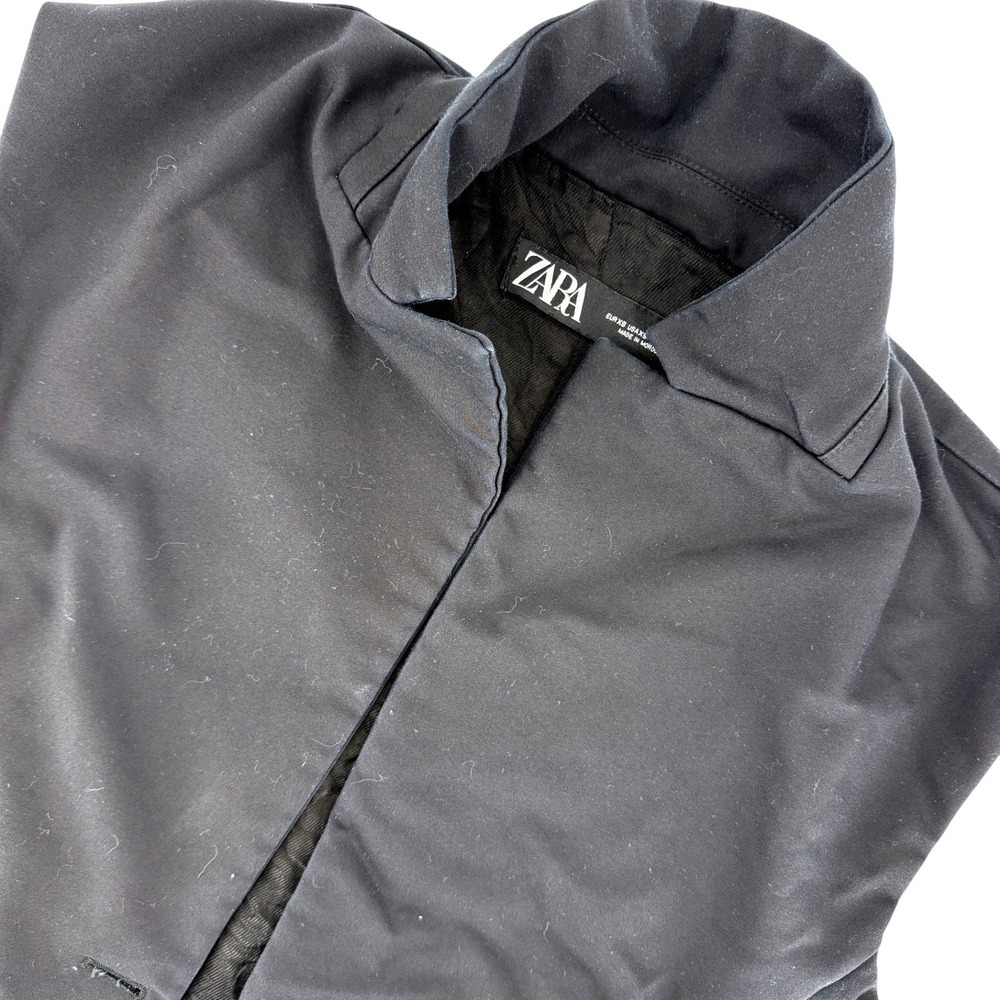 Zara Womens‎ Black Sleeveless Jacket Vest Open Front Structured Collar XS Grunge